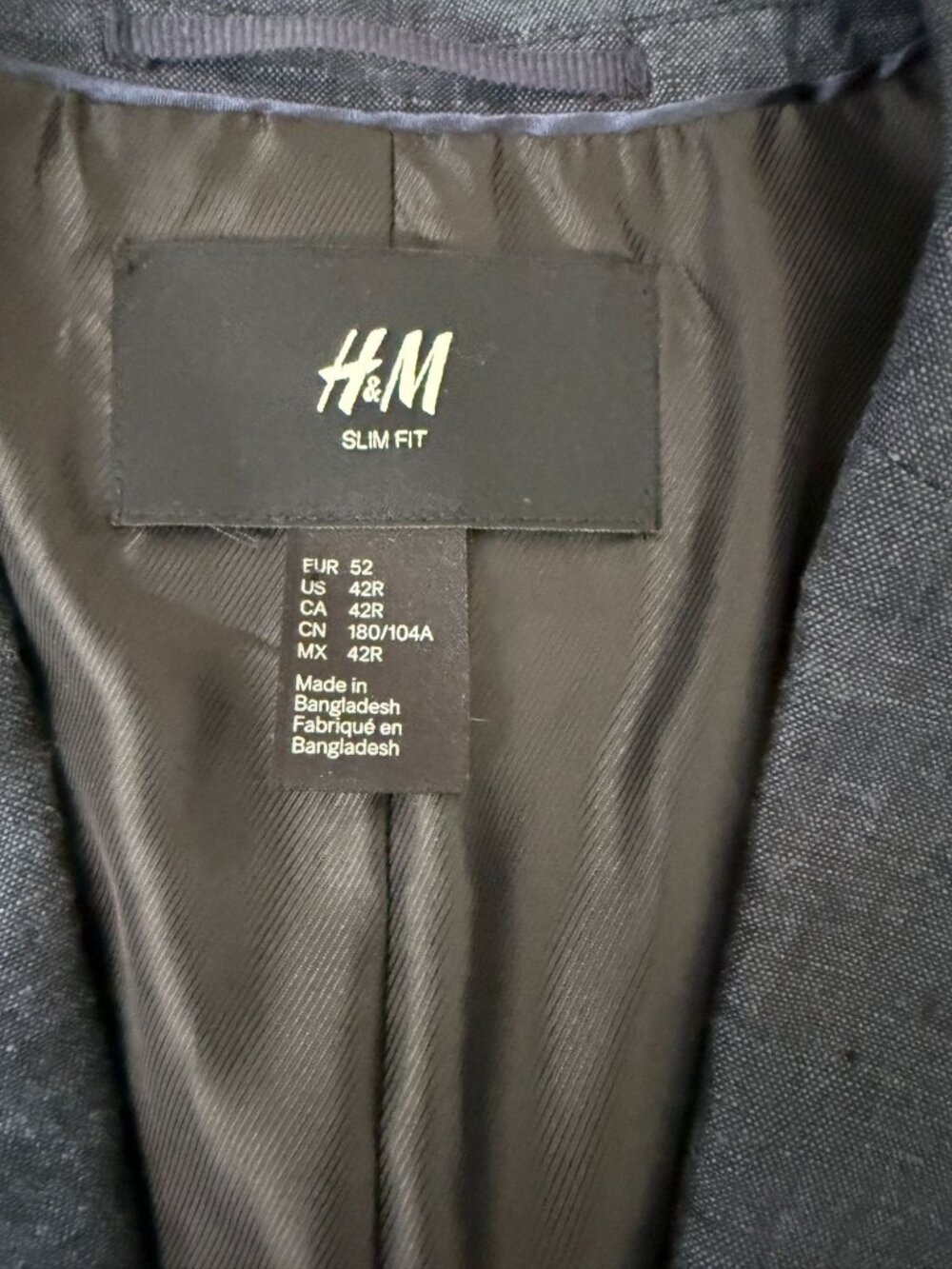 H&M Mens Slim Fit Linen Blazer 42R Blue Lightweight Two-Button Closure Linen - Picture 4 of 16